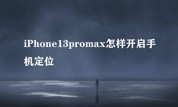 iPhone13promax怎样开启手机定位