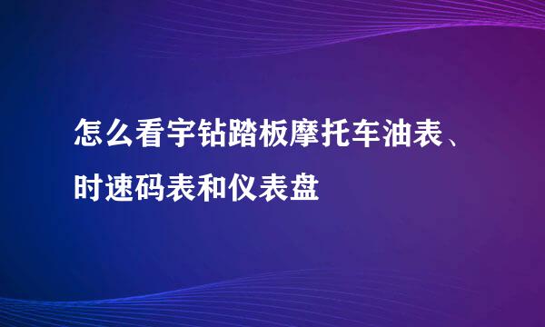 怎么看宇钻踏板摩托车油表、时速码表和仪表盘