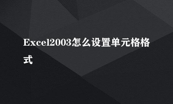 Excel2003怎么设置单元格格式