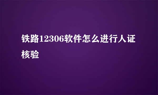 铁路12306软件怎么进行人证核验