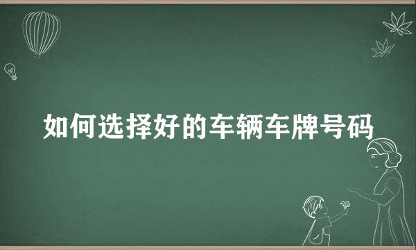 如何选择好的车辆车牌号码