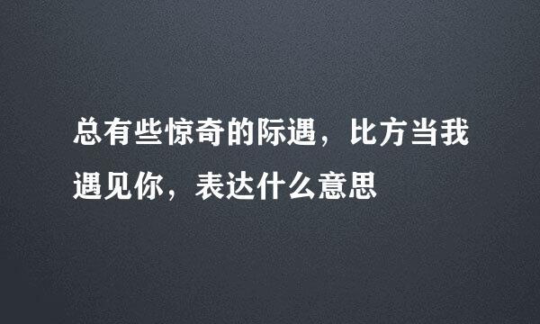 总有些惊奇的际遇，比方当我遇见你，表达什么意思