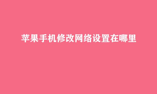 苹果手机修改网络设置在哪里