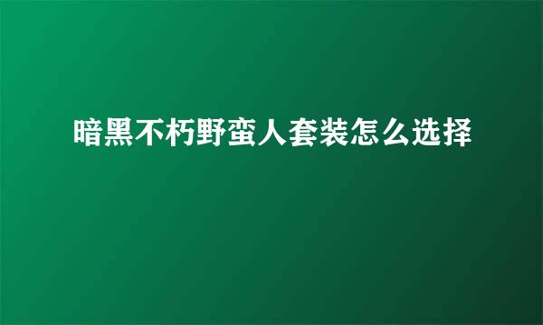 暗黑不朽野蛮人套装怎么选择