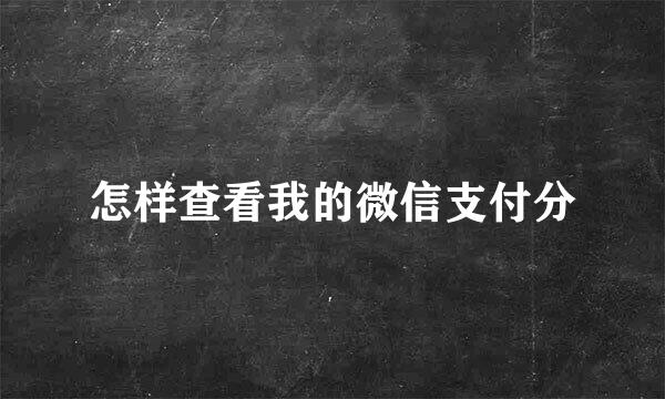 怎样查看我的微信支付分