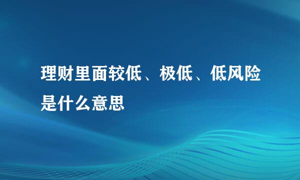 理财里面较低、极低、低风险是什么意思