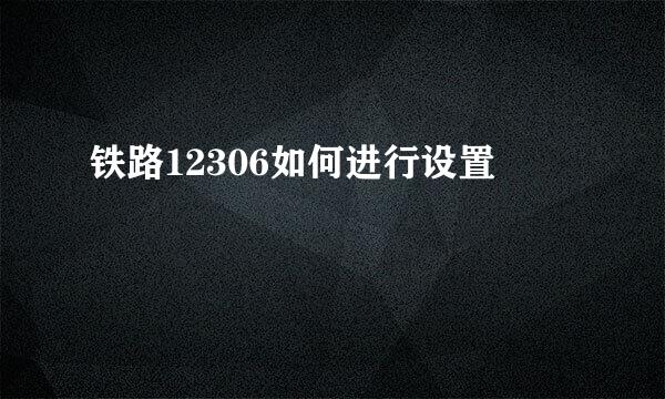 铁路12306如何进行设置