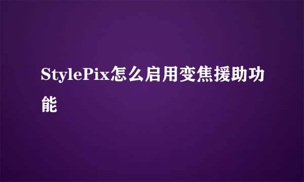 StylePix怎么启用变焦援助功能