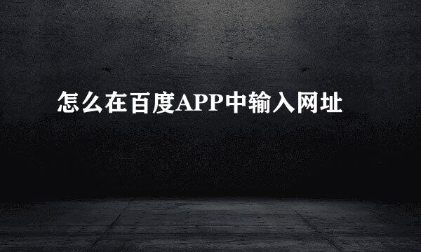 怎么在百度APP中输入网址