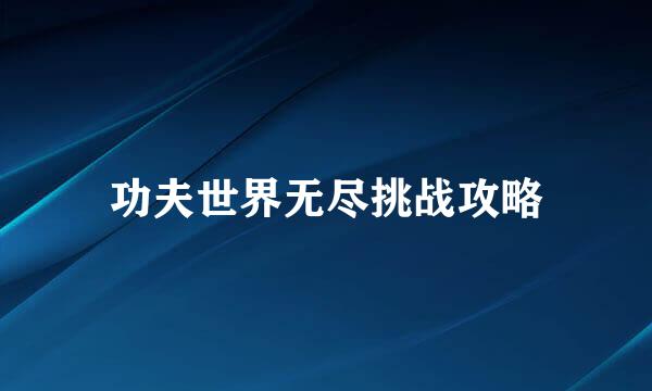 功夫世界无尽挑战攻略
