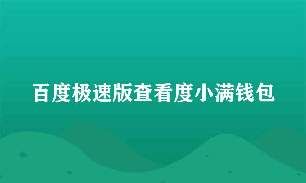 百度极速版查看度小满钱包