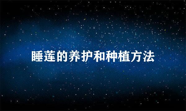 睡莲的养护和种植方法