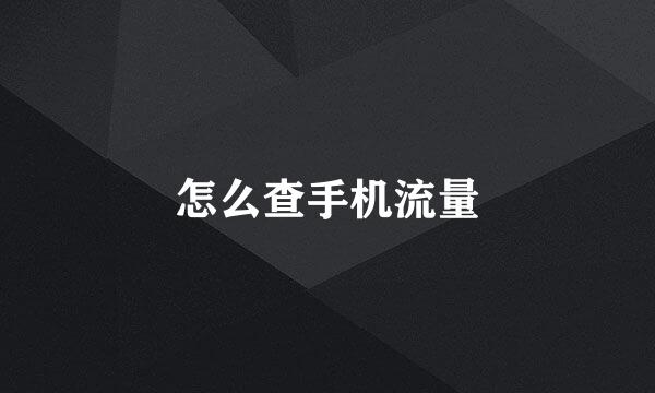 怎么查手机流量