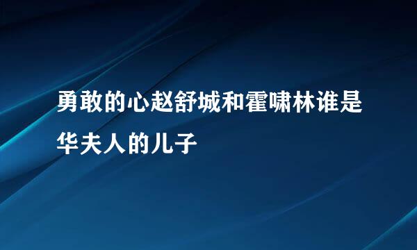 勇敢的心赵舒城和霍啸林谁是华夫人的儿子