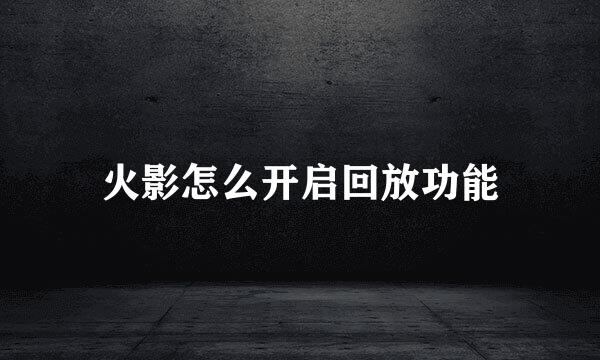 火影怎么开启回放功能