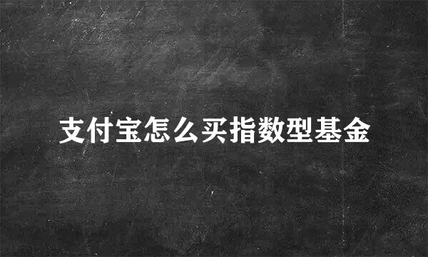 支付宝怎么买指数型基金