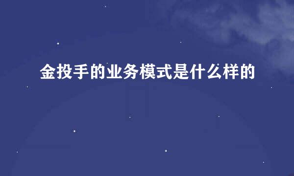 金投手的业务模式是什么样的