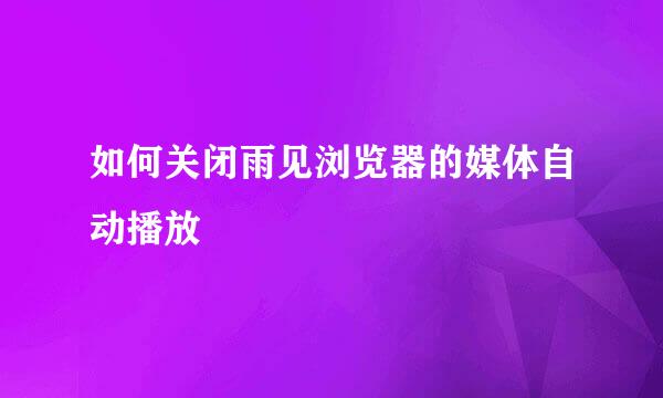 如何关闭雨见浏览器的媒体自动播放