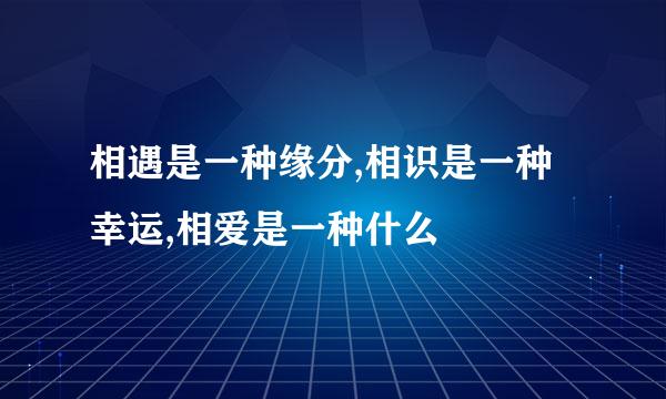 相遇是一种缘分,相识是一种幸运,相爱是一种什么