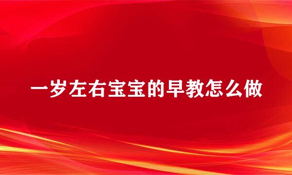 一岁左右宝宝的早教怎么做