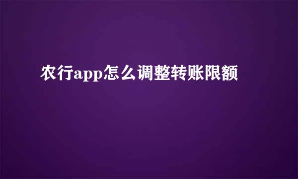 农行app怎么调整转账限额