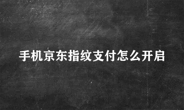 手机京东指纹支付怎么开启