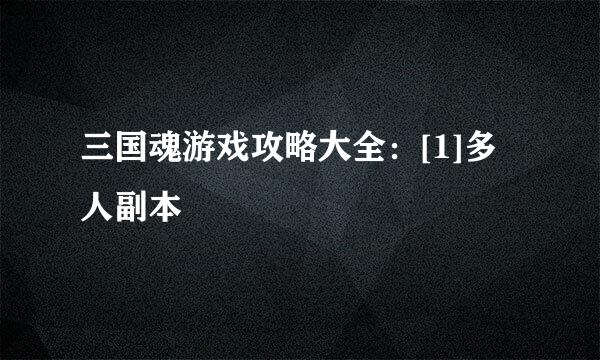 三国魂游戏攻略大全：[1]多人副本