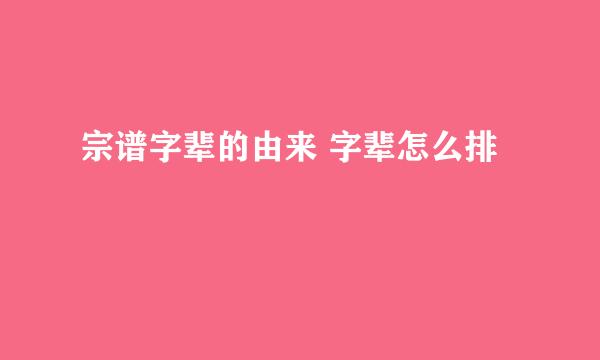 宗谱字辈的由来 字辈怎么排