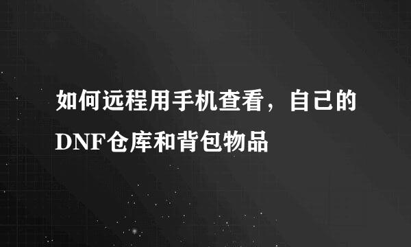 如何远程用手机查看，自己的DNF仓库和背包物品