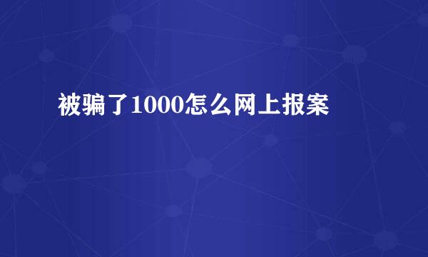 被骗了1000怎么网上报案