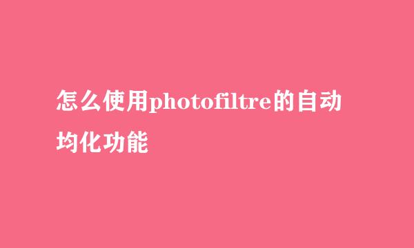 怎么使用photofiltre的自动均化功能