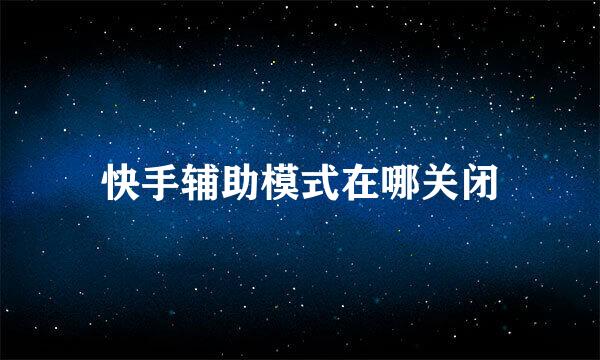 快手辅助模式在哪关闭