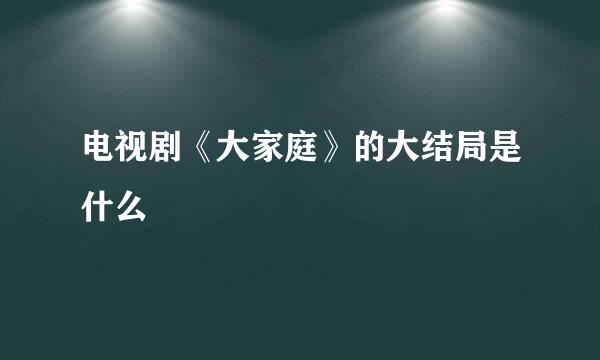 电视剧《大家庭》的大结局是什么