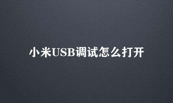 小米USB调试怎么打开