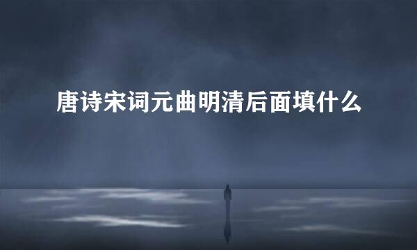 唐诗宋词元曲明清后面填什么