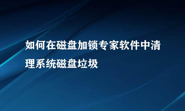 如何在磁盘加锁专家软件中清理系统磁盘垃圾