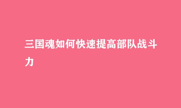 三国魂如何快速提高部队战斗力