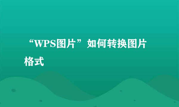 “WPS图片”如何转换图片格式
