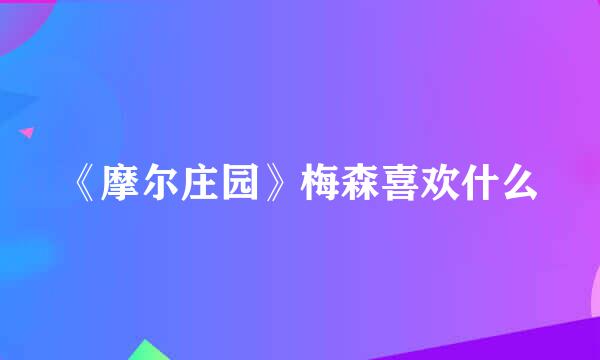 《摩尔庄园》梅森喜欢什么