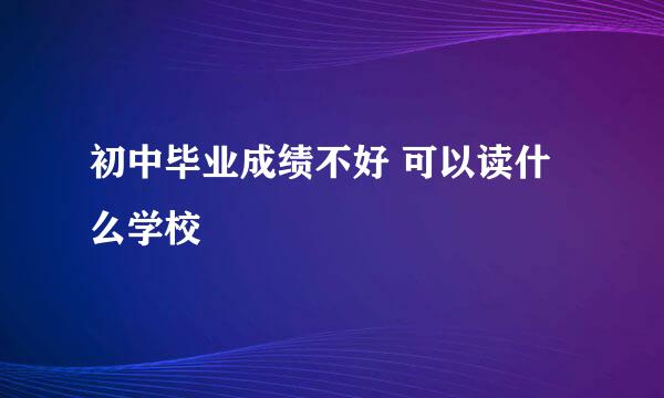 初中毕业成绩不好 可以读什么学校