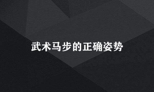 武术马步的正确姿势