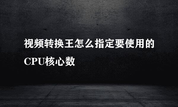 视频转换王怎么指定要使用的CPU核心数