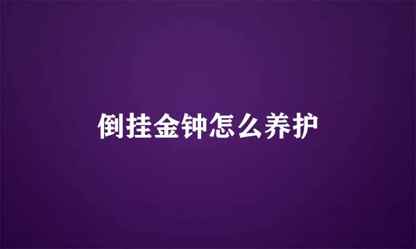 倒挂金钟怎么养护