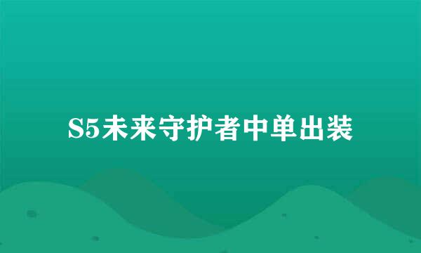 S5未来守护者中单出装