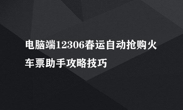 电脑端12306春运自动抢购火车票助手攻略技巧