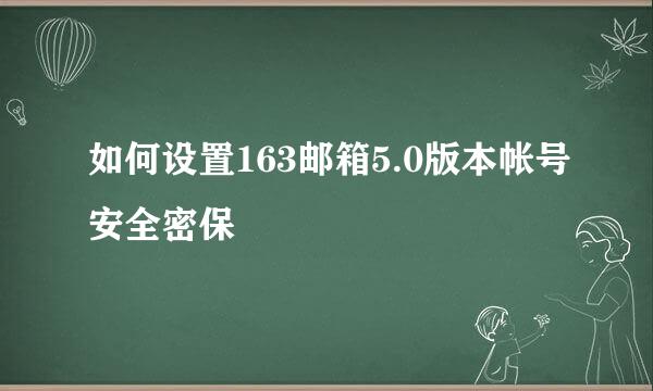 如何设置163邮箱5.0版本帐号安全密保