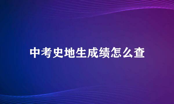 中考史地生成绩怎么查