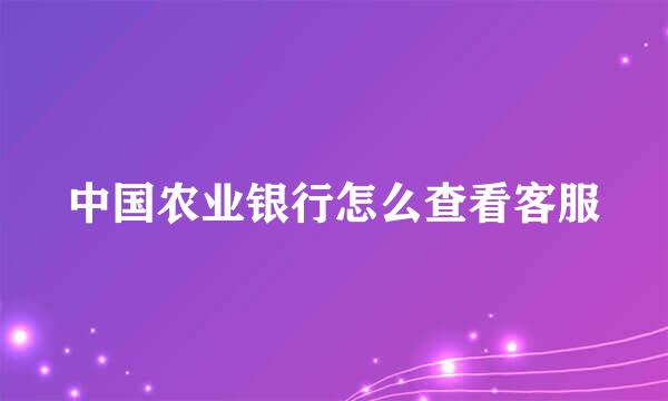 中国农业银行怎么查看客服