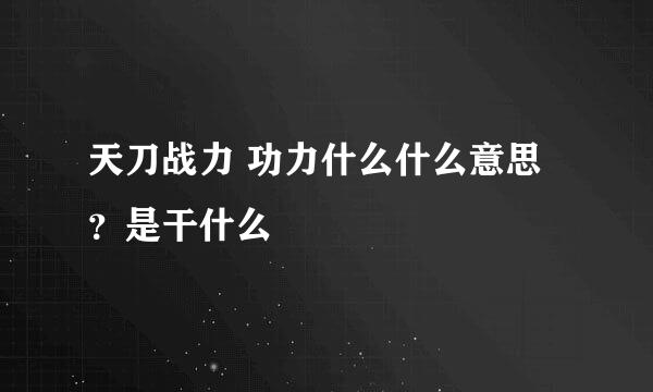 天刀战力 功力什么什么意思？是干什么