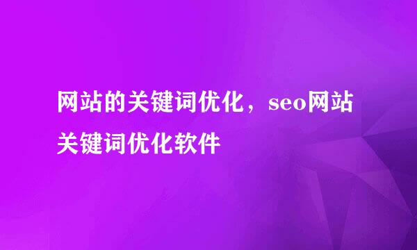网站的关键词优化，seo网站关键词优化软件